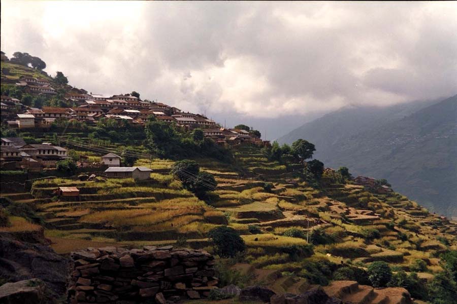 Dorf in den Reisterrassen: Tangting