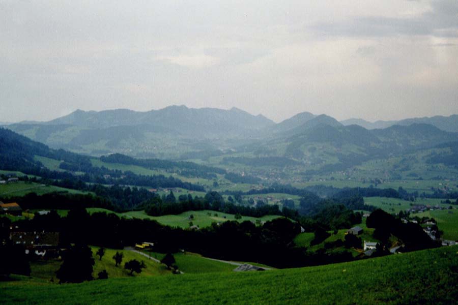 Sicht auf den Bregenzer Wald oberhalb von Scharzenberg